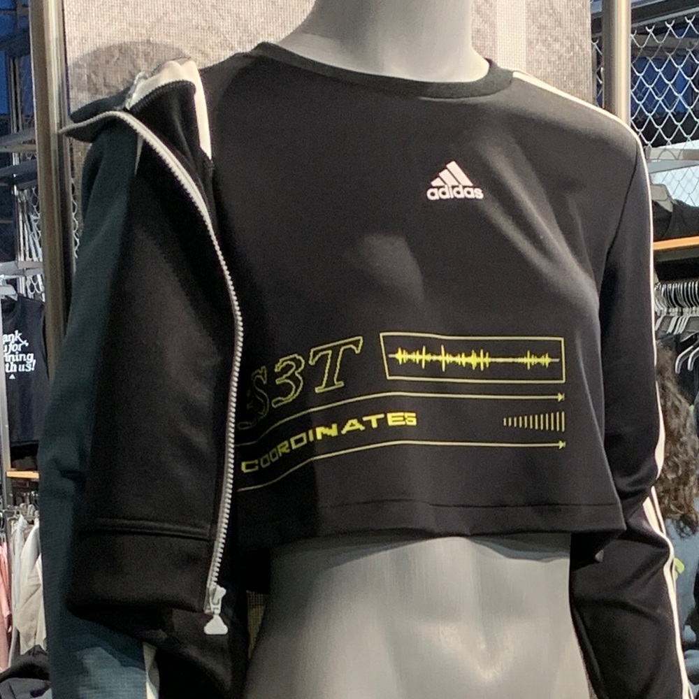 ADIDAS Cropped Sweatshirt Top Long Sleeve - Picture 4 of 11